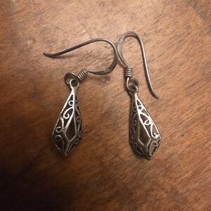 Sterling Silver 925 Filigree Dainty Dangle Earrings